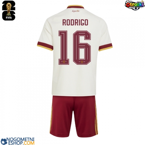 Otroški Nogometni dresi Španija Rodri Hernandez #16 Gostujoči SP 2026 Kratek Rokav (+ Kratke hlače)